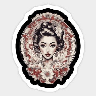 Enchanting Asian Elegant Woman Sticker